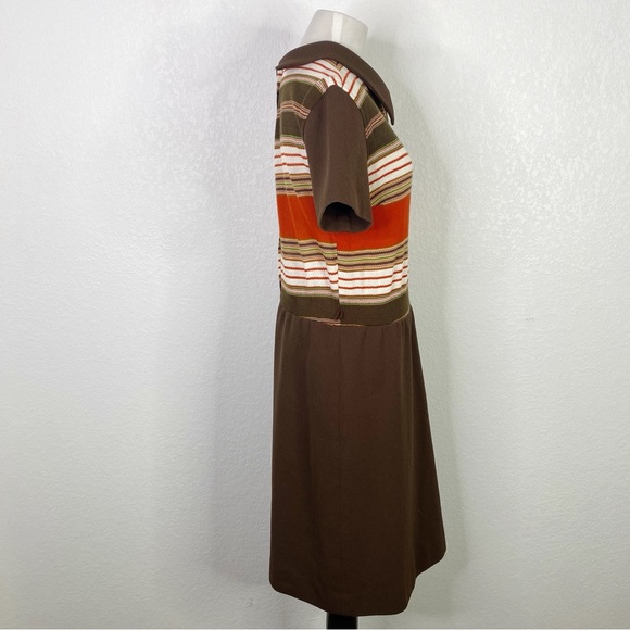 Vintage Dyanne Dallas Brown Orange Woven Knit Dress - Picture 6 of 8
